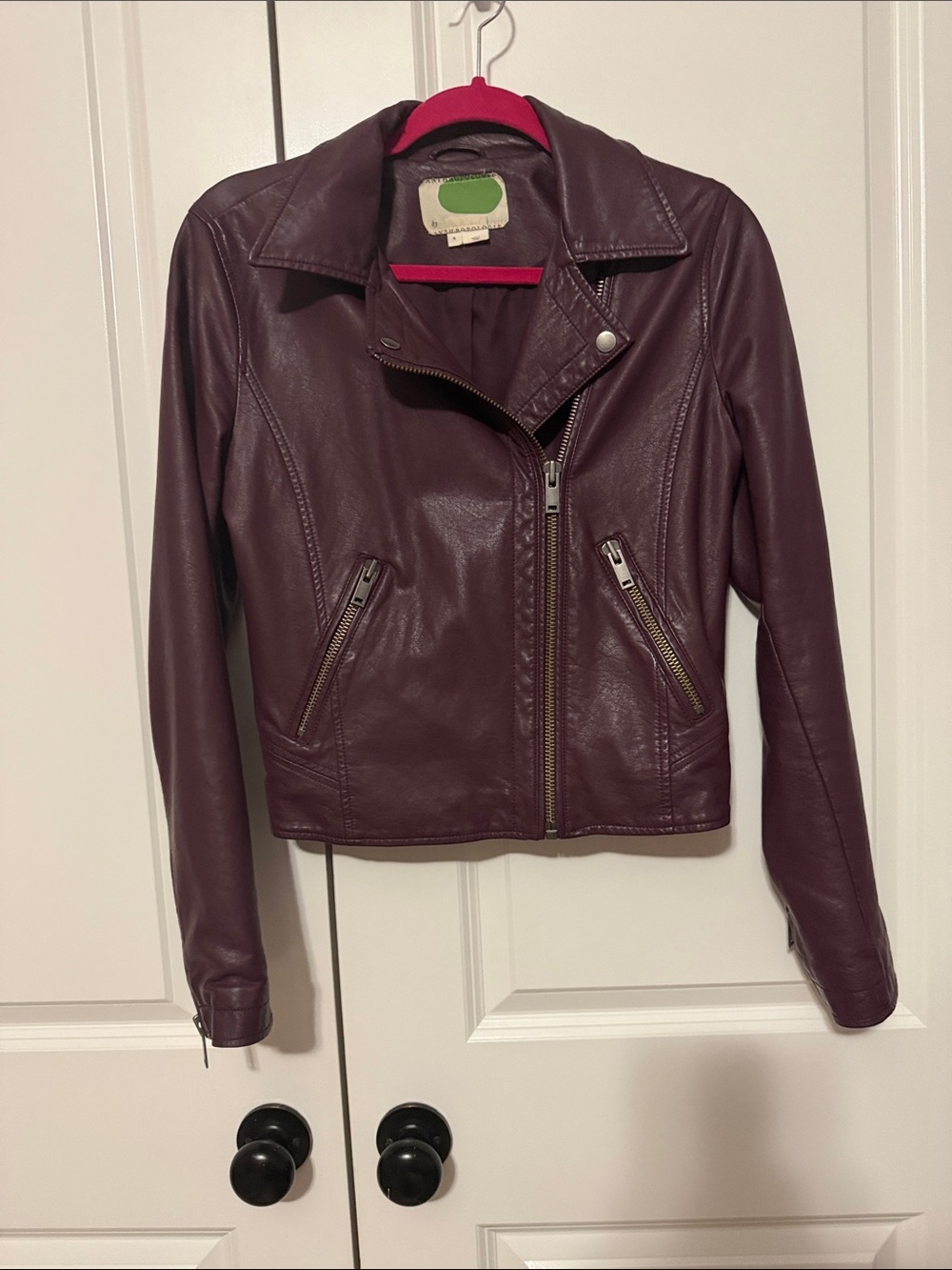 Anthropologie Wine Leather Moto Jacket